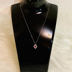 18k solid white gold necklace with diamonds